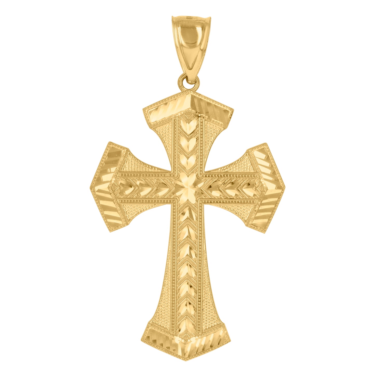 10K Yellow Gold Mens Cross Religious Charm Pendant