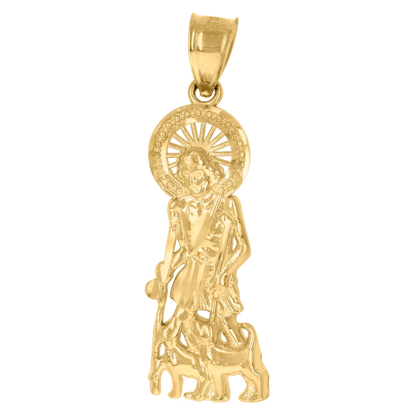 10K Yellow Gold Mens St. Lazarus Religious Charm Pendant