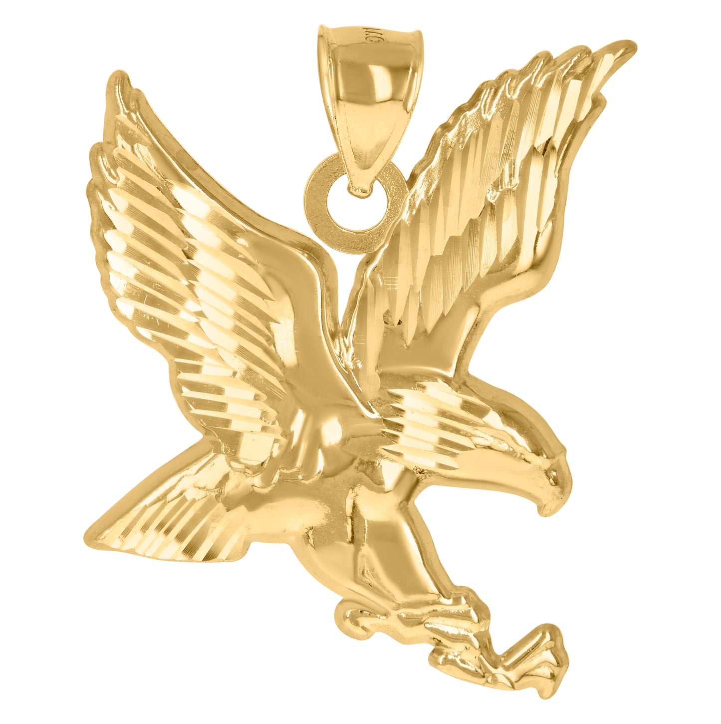 10K Yellow Gold Mens Wildlife Bird Eagle Patriotism Charm Pendant