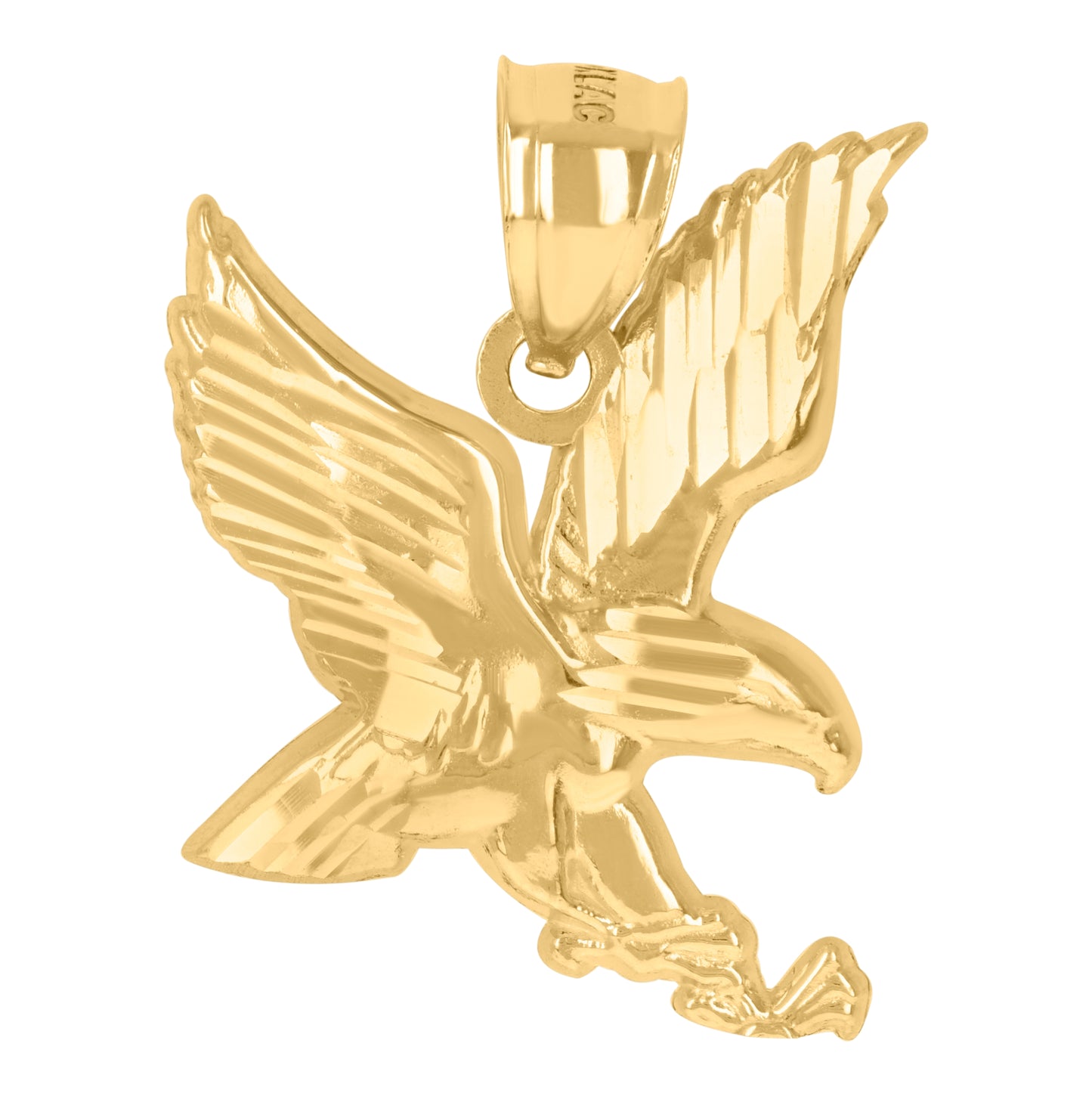 10K Yellow Gold Mens Wildlife Bird Eagle Patriotism Charm Pendant