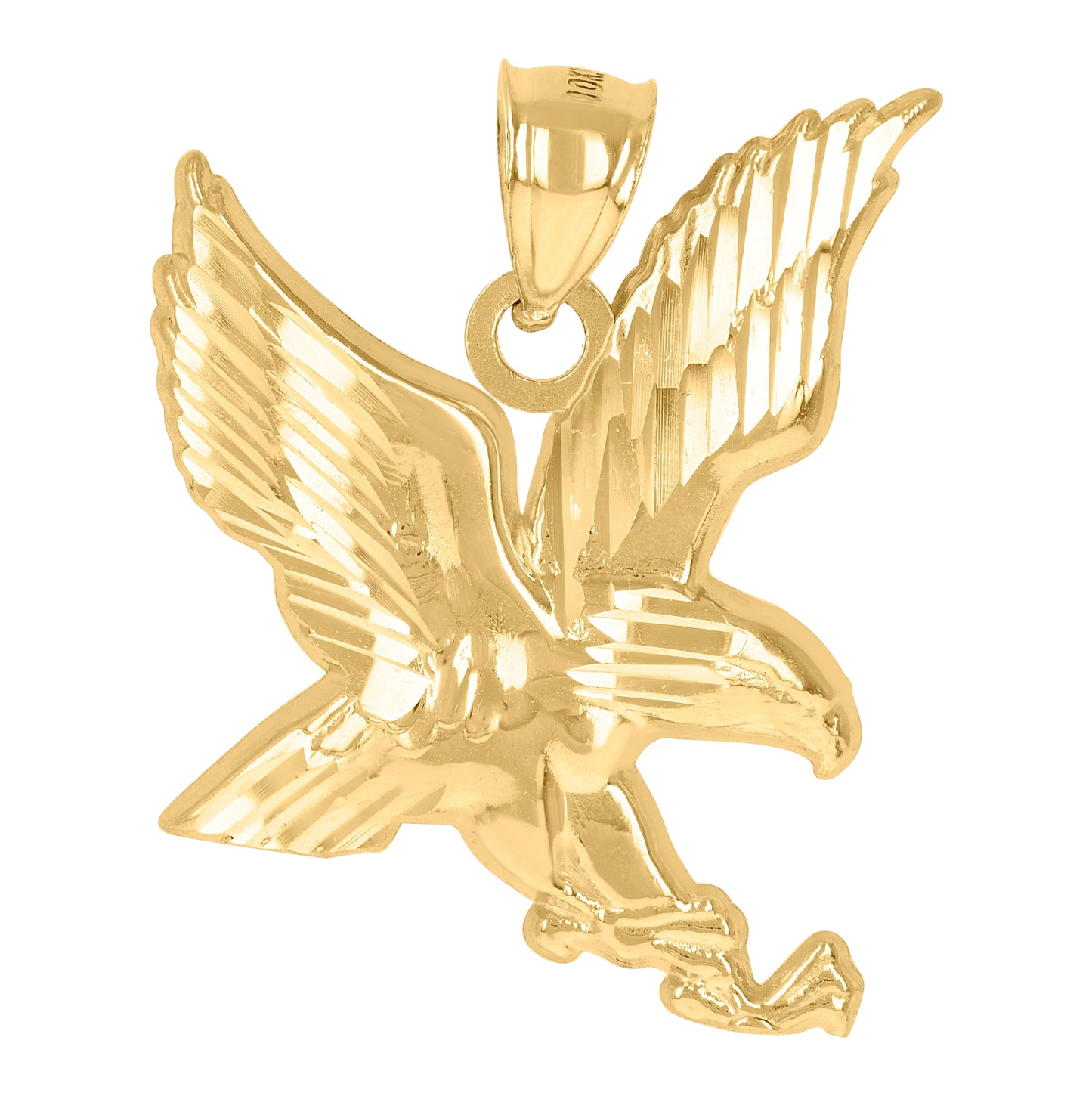 10K Yellow Gold Mens Wildlife Bird Eagle Patriotism Charm Pendant