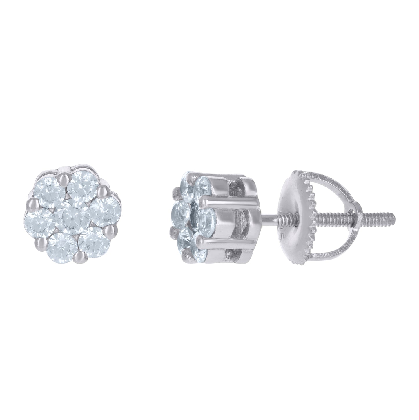 Sterling Silver Or Yellow-Tone Unisex Cubic-Zirconia 6mm Fashion Stud Earring