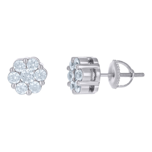 Sterling Silver Or Yellow-Tone Unisex Cubic-Zirconia Fashion Stud Earring