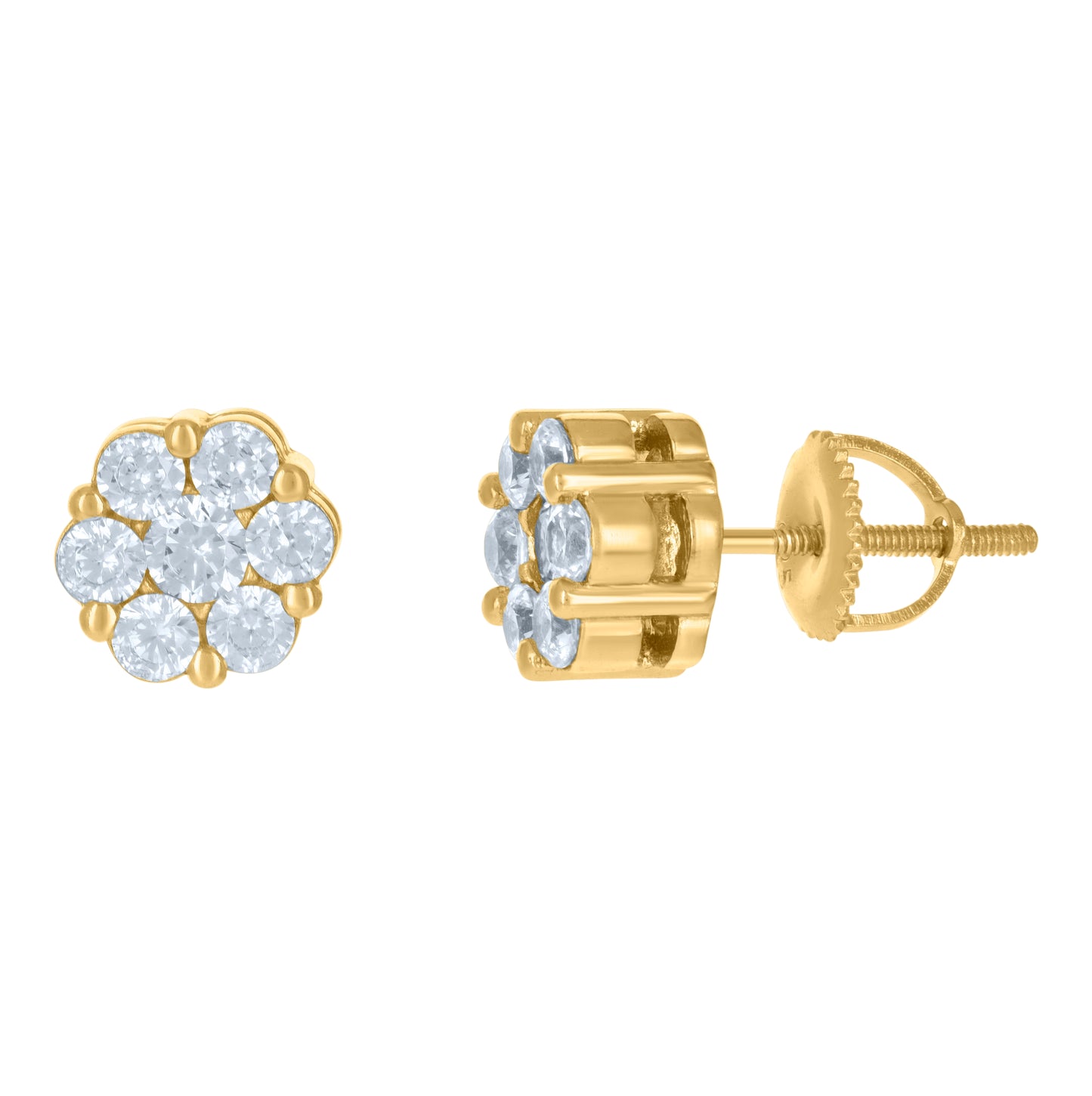 Sterling Silver Or Yellow-Tone Unisex Cubic-Zirconia Fashion Stud Earring