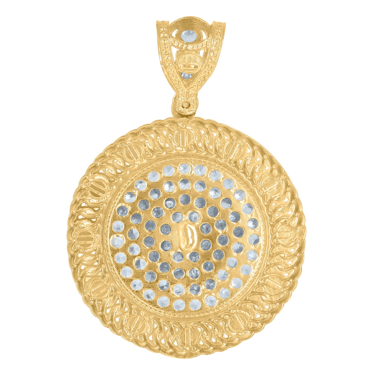 10K Yellow Gold Mens Cubic-Zirconia Medusa Egyptian Fashion Charm Pendant