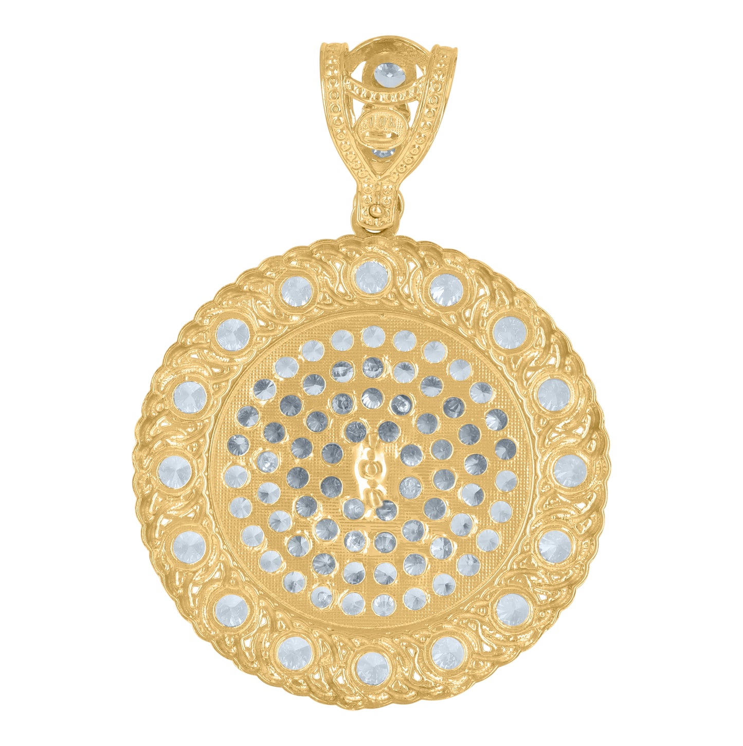 10K Yellow Gold Mens Cubic-Zirconia Medusa Egyptian Fashion Charm Pendant