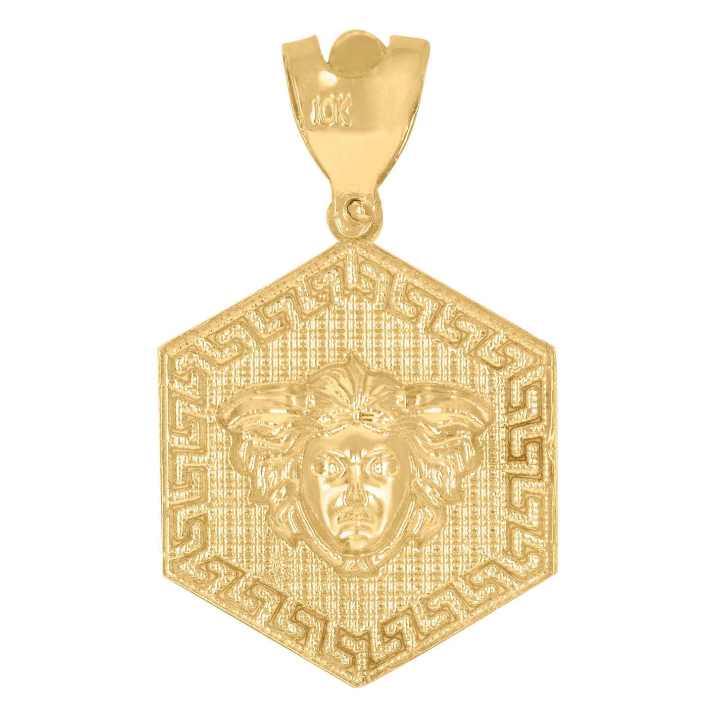 10K Yellow Gold Mens Medusa Egyptian Fashion Charm Pendant