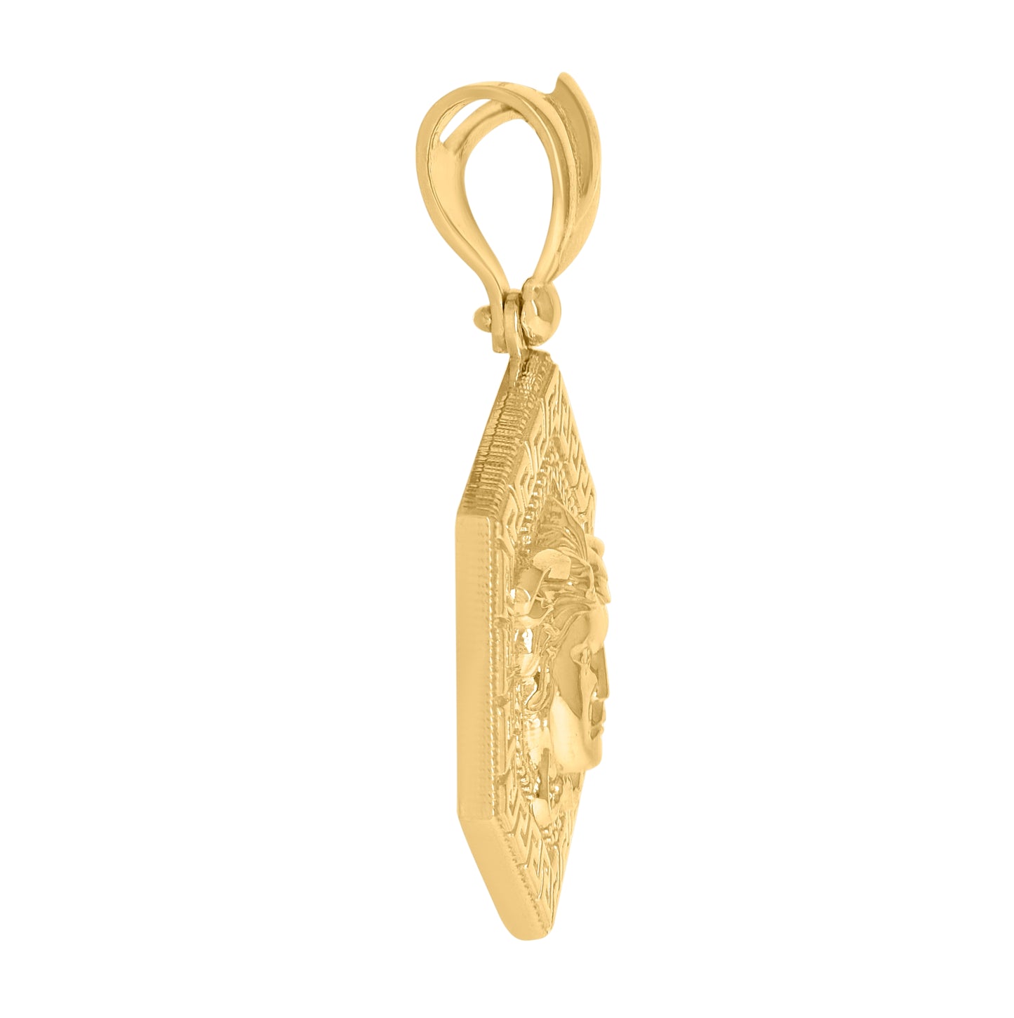 10K Yellow Gold Mens Medusa Egyptian Fashion Charm Pendant