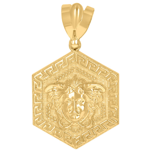 10K Yellow Gold Mens Medusa Egyptian Fashion Charm Pendant