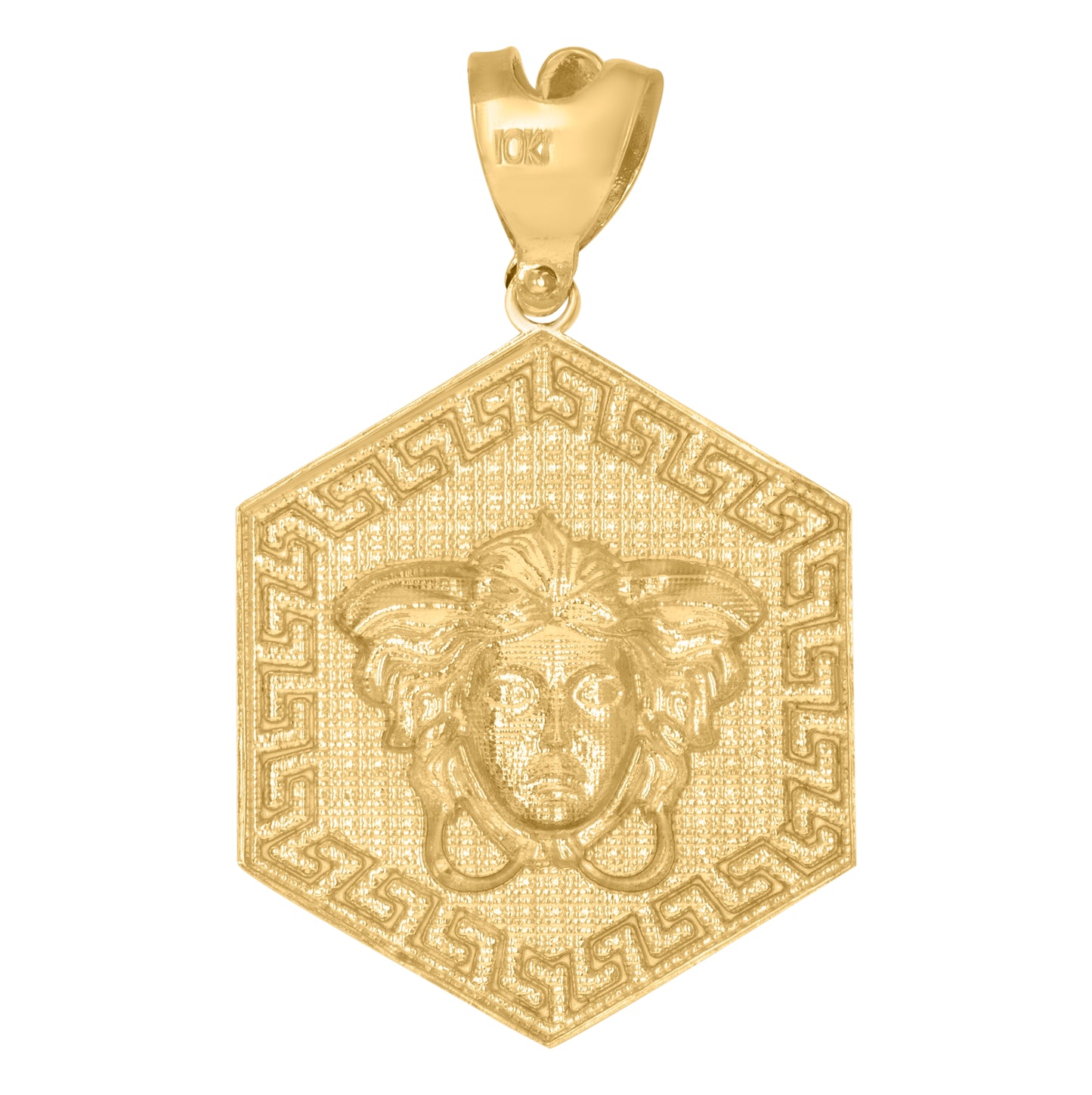 10K Yellow Gold Mens Medusa Egyptian Fashion Charm Pendant