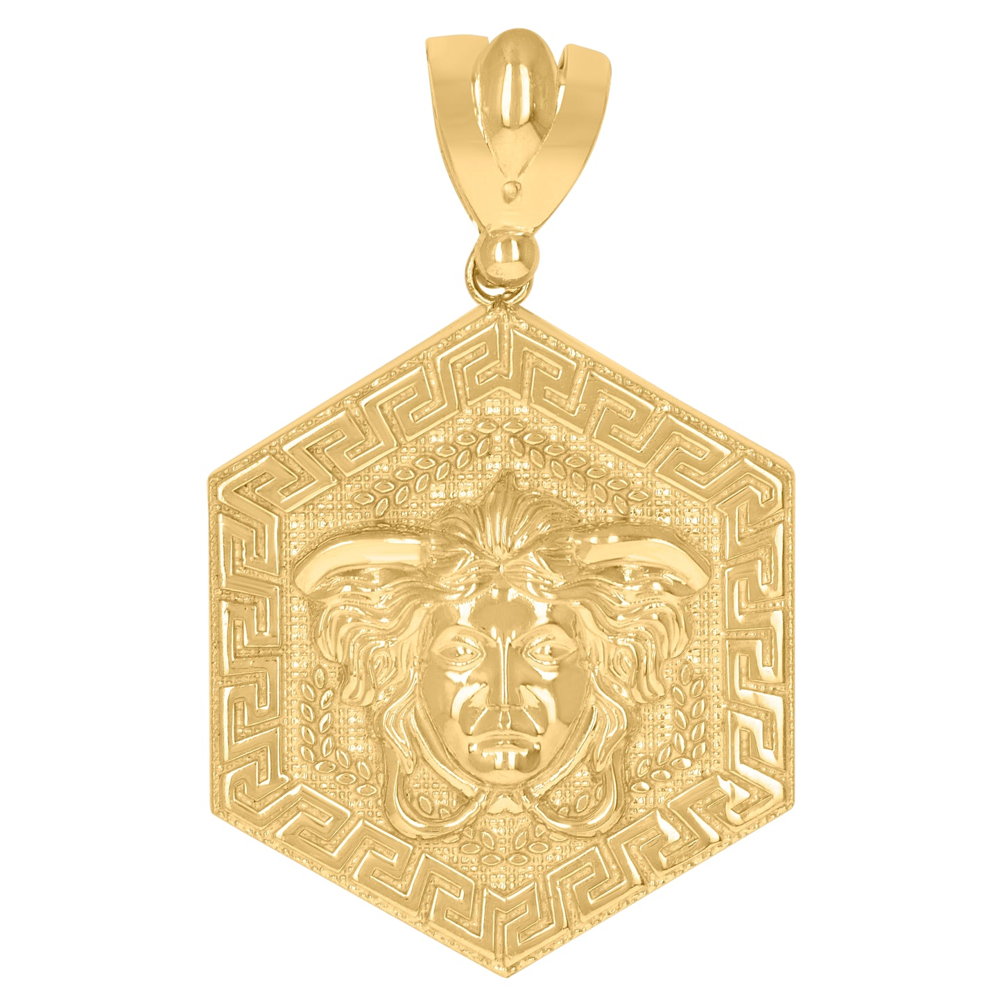 10K Yellow Gold Mens Medusa Egyptian Fashion Charm Pendant