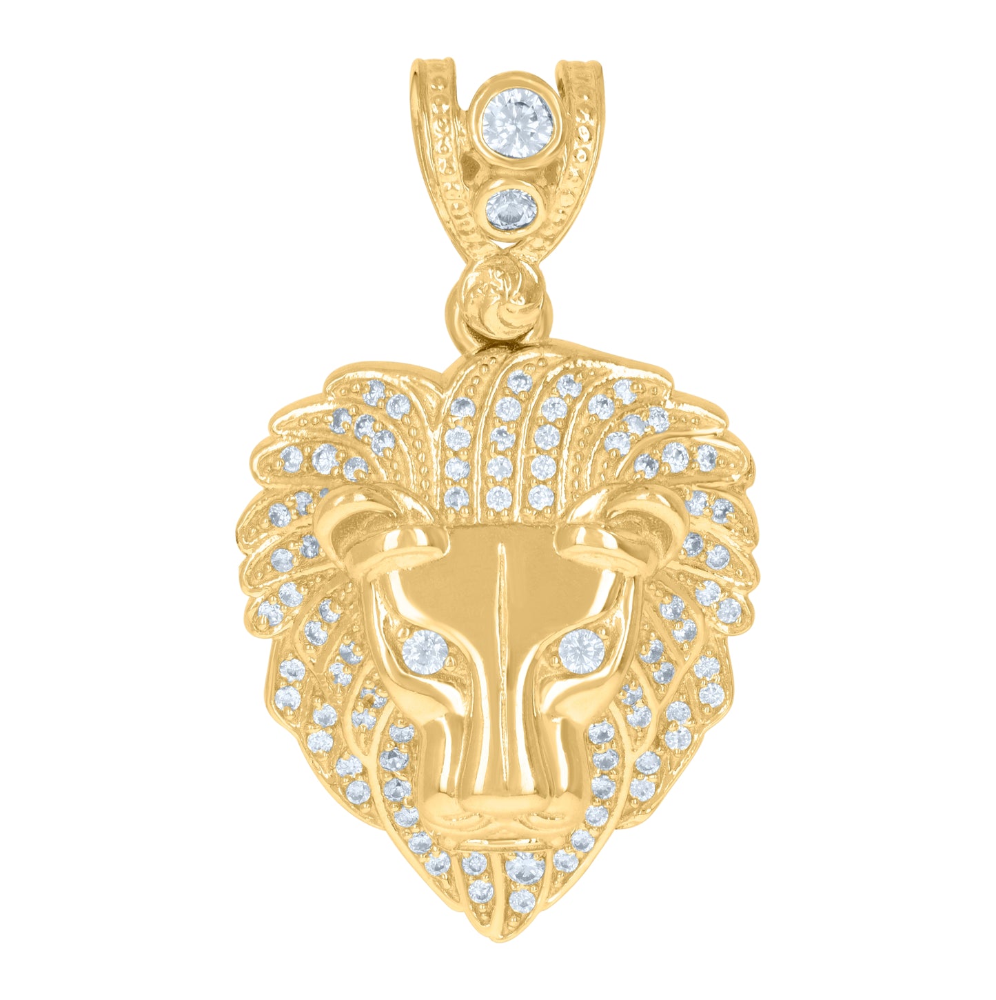 10K Yellow Gold Mens Cubic-Zirconia Zodiac Sign Leo Lion Charm Pendant