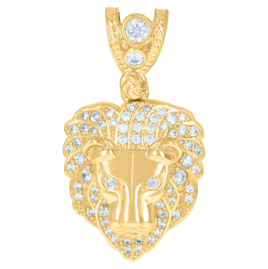 10K Yellow Gold Mens Cubic-Zirconia Zodiac Sign Leo Lion Charm Pendant