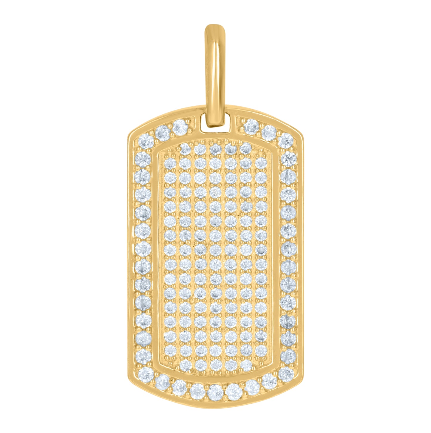 10K Yellow Gold Mens Cubic-Zirconia Dog Tag Charm Pendant