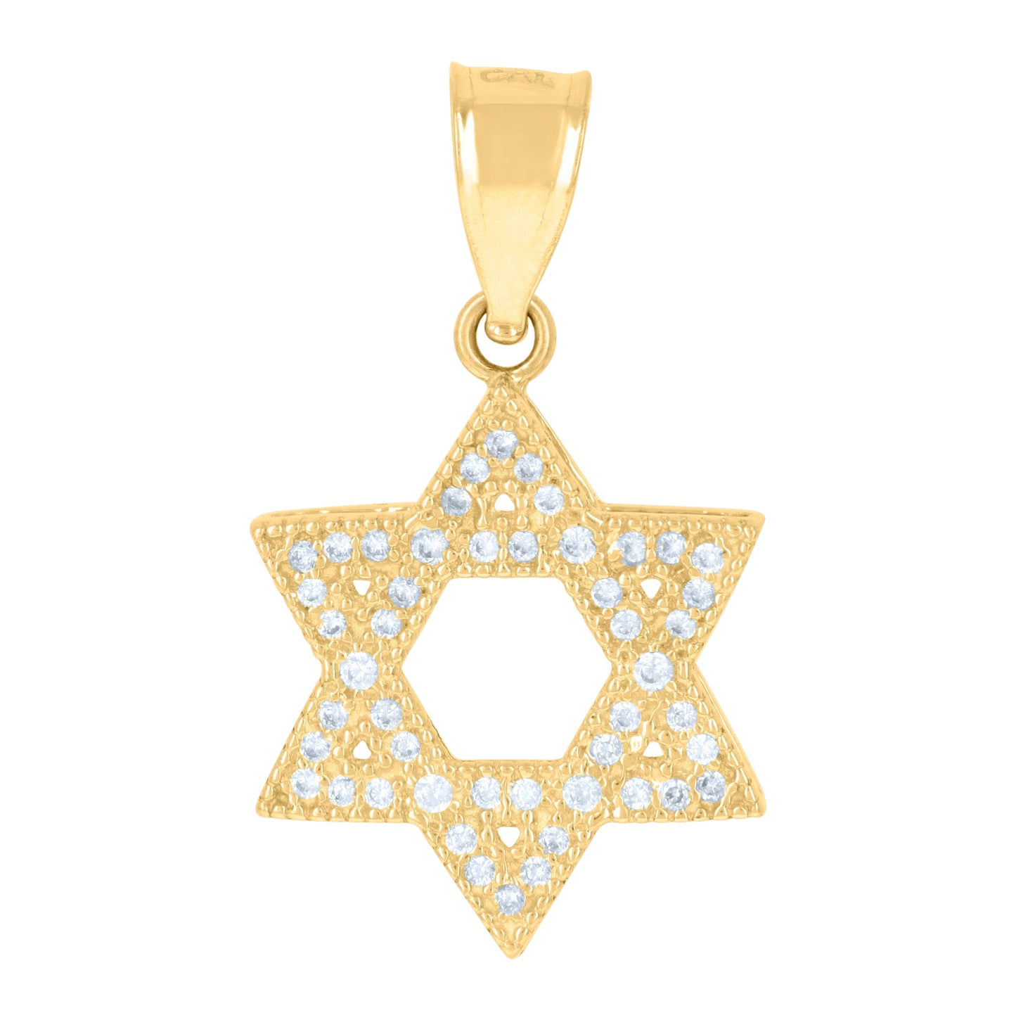 10K Yellow Gold Mens Cubic-Zirconia Star Of David Religious Symbol Charm Pendant