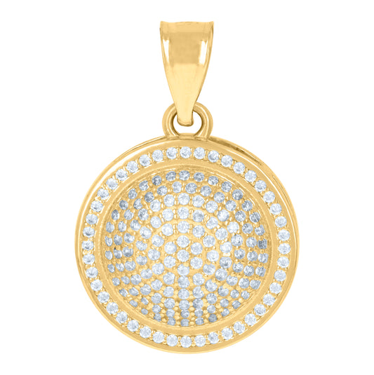 10K Yellow Gold Mens Cubic-Zirconia Cluster Round Fashion Medallion Charm Pendant