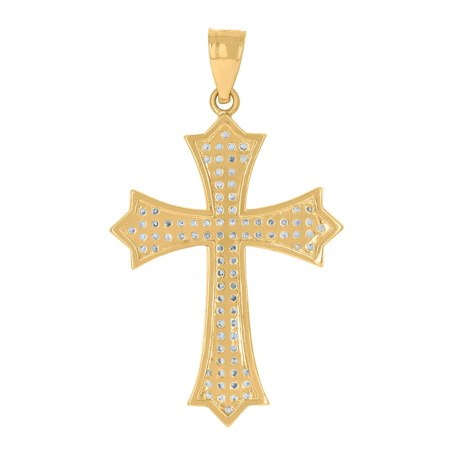 10K Yellow Gold Mens Cubic-Zirconia Crucifix Cross Religious Charm Pendant