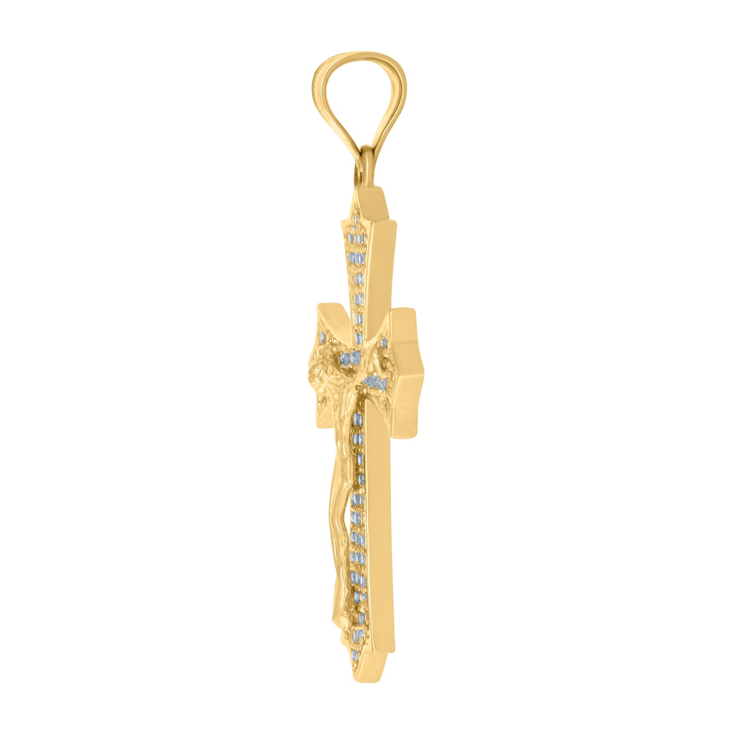 10K Yellow Gold Mens Cubic-Zirconia Crucifix Cross Religious Charm Pendant
