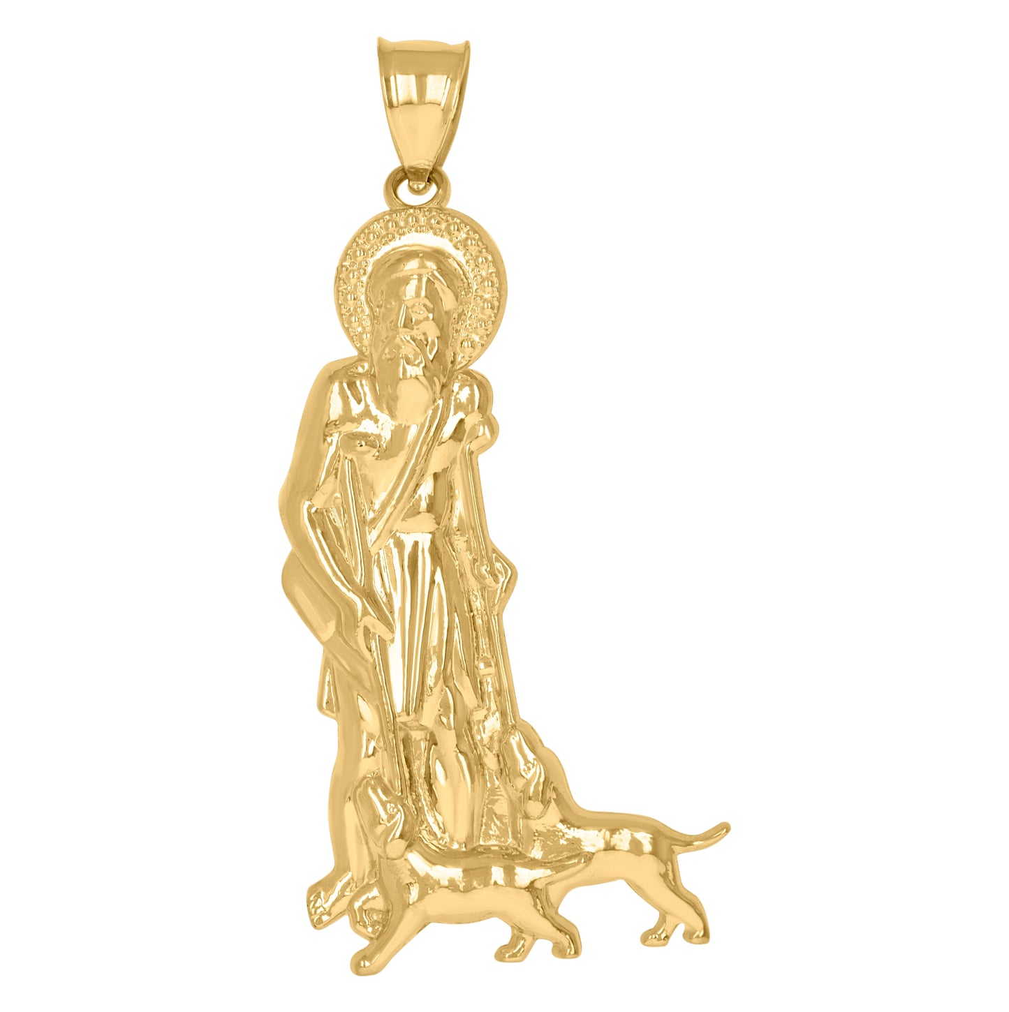 10K Yellow Gold Mens Religious Saint Lazarus Charm Pendant