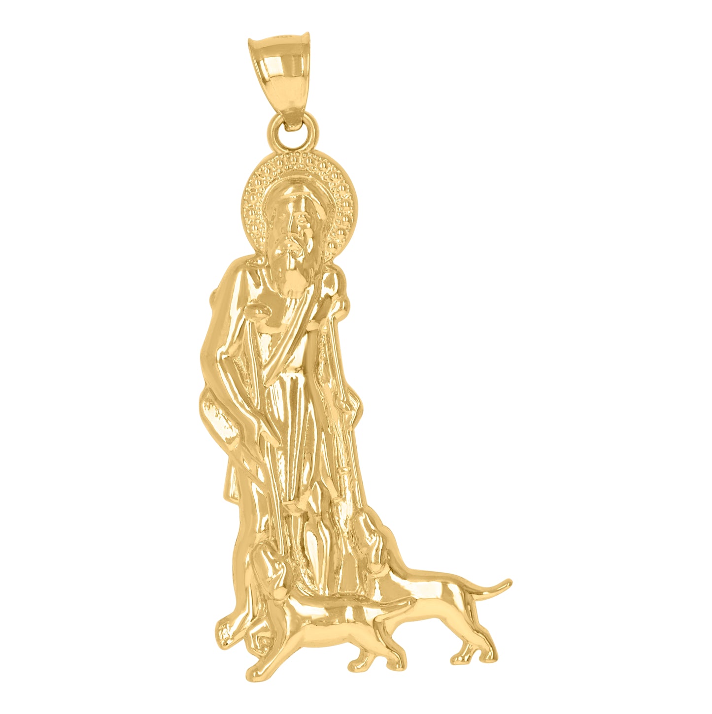 10K Yellow Gold Mens Religious Saint Lazarus Charm Pendant