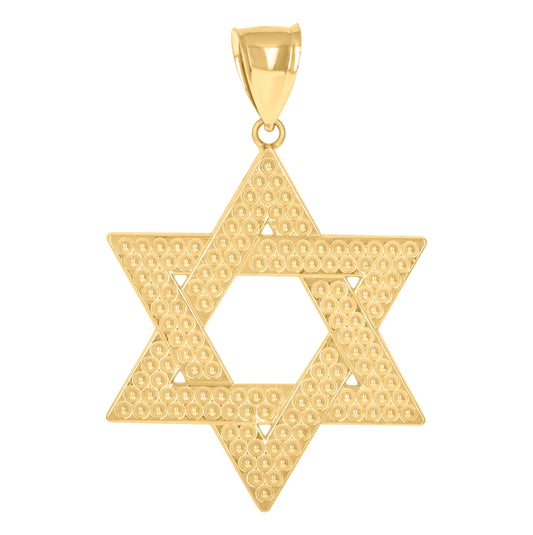 10K Yellow Gold Mens Star Of David Religious Symbol Charm Pendant