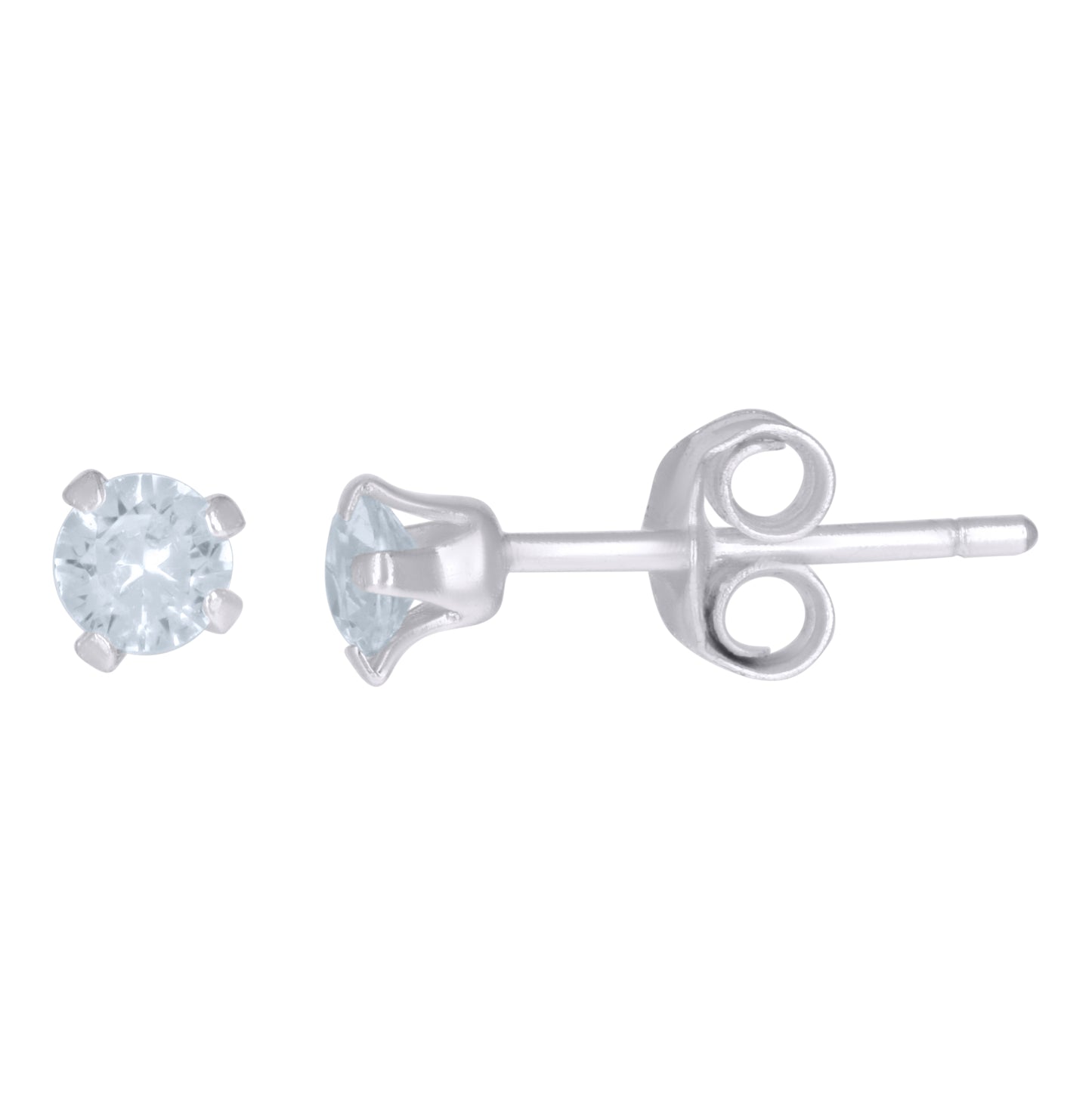 Sterling Silver Unisex Cubic-Zirconia Stud Earrings