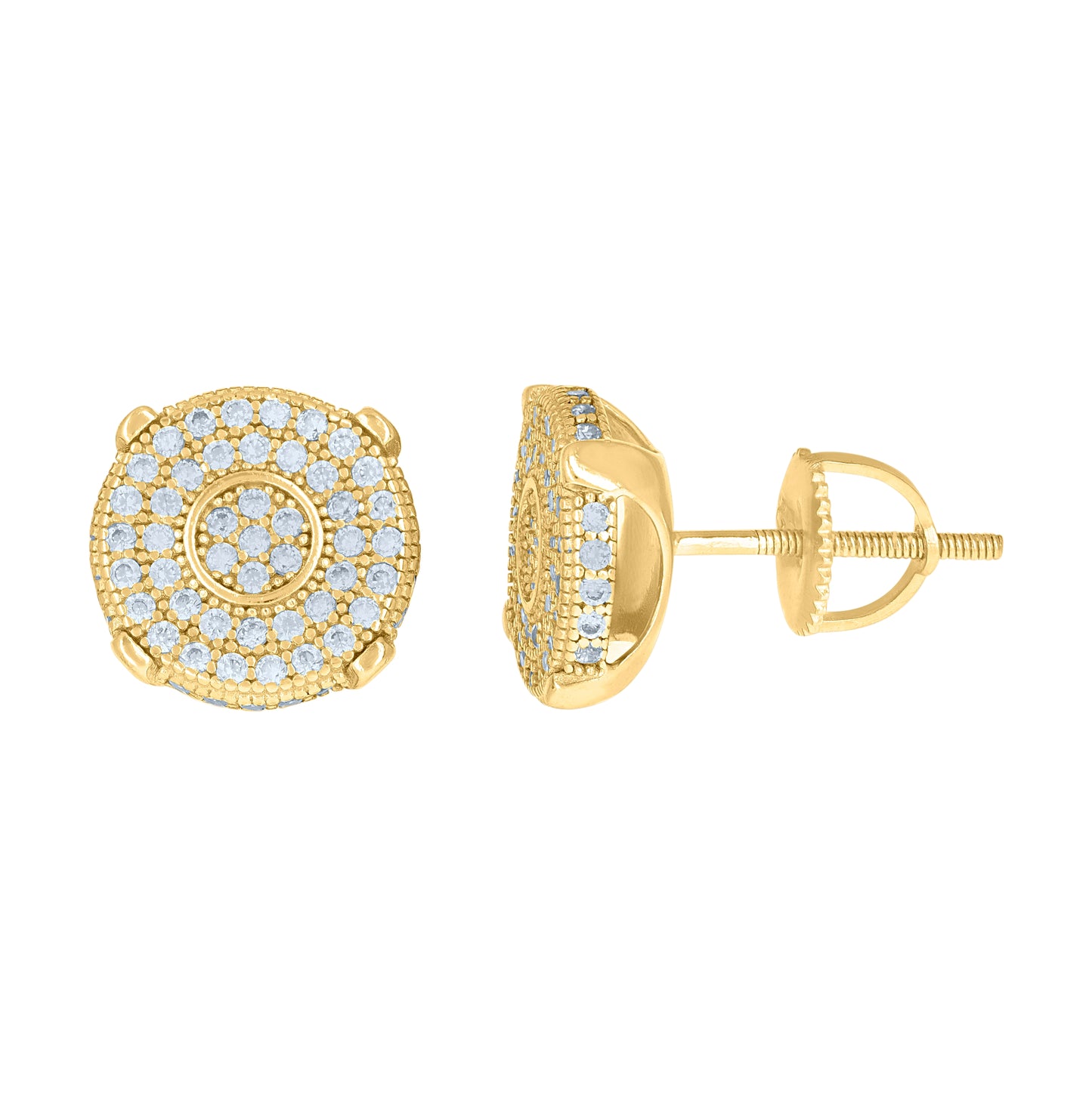 Sterling Silver Or Yellow-Tone Mens Cubic-Zirconia Fashion Stud Earrings