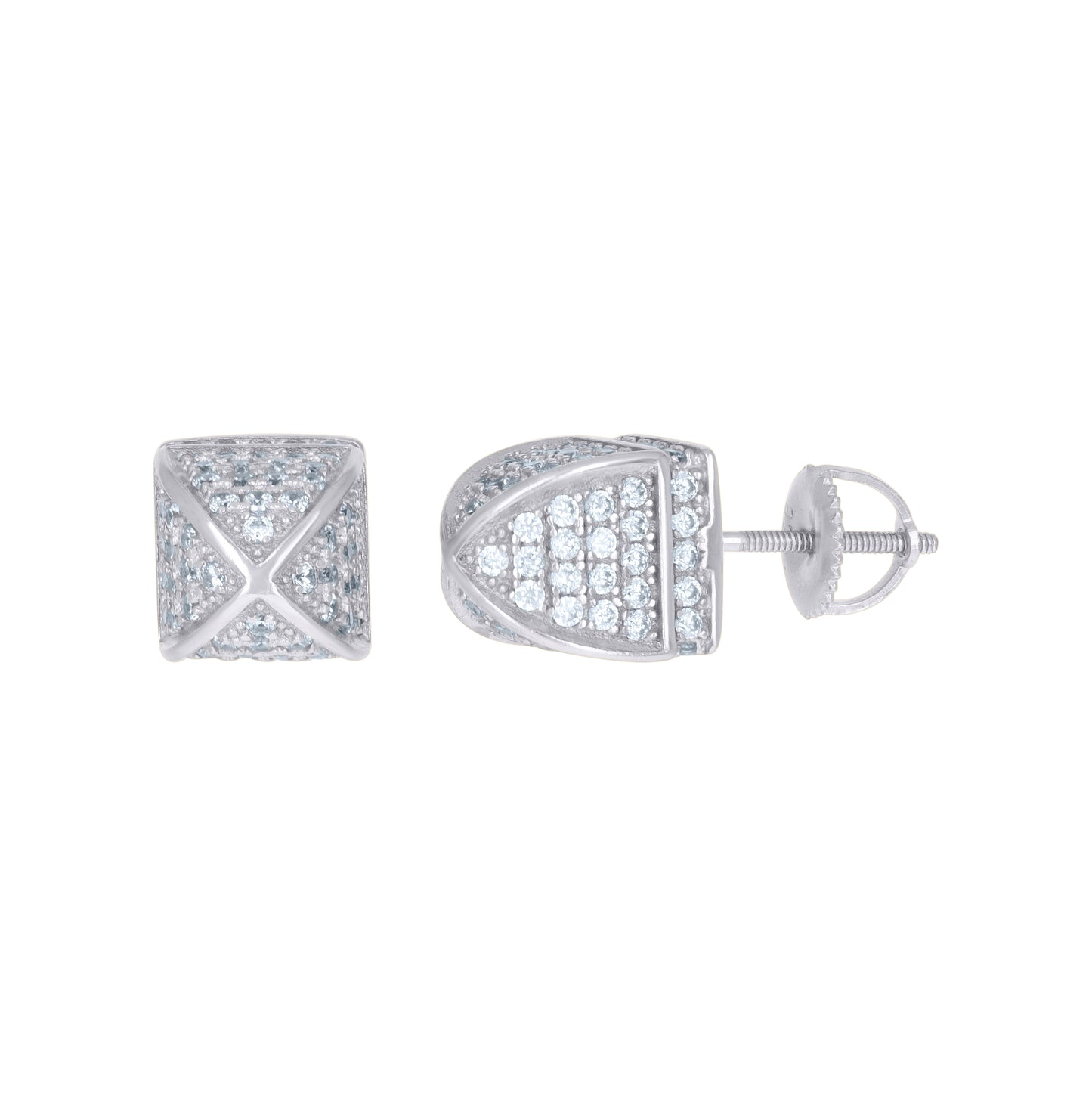 Sterling Silver Or Yellow-Tone Mens Cubic-Zirconia Fashion Stud Earrings