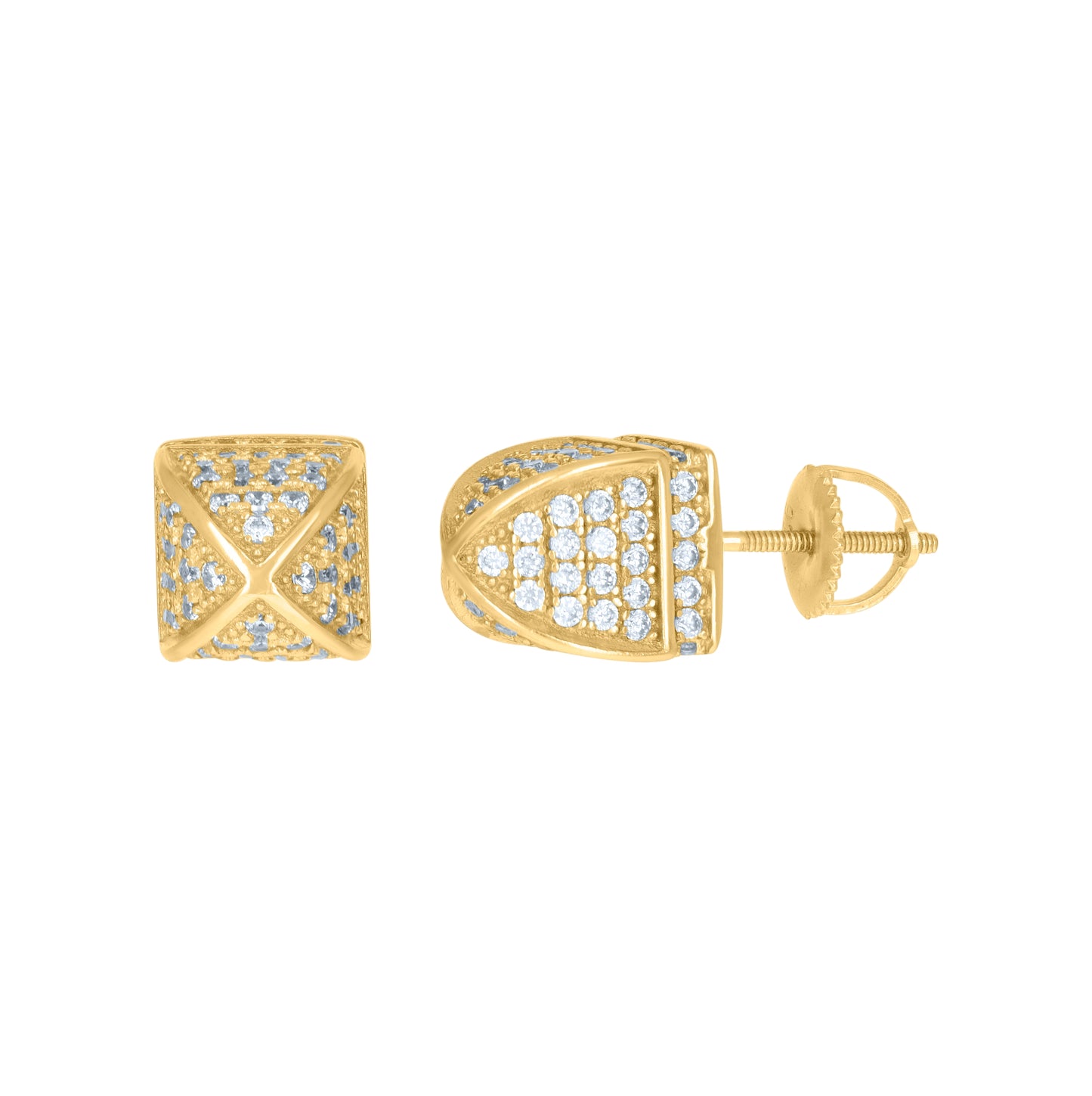 Sterling Silver Or Yellow-Tone Mens Cubic-Zirconia Fashion Stud Earrings