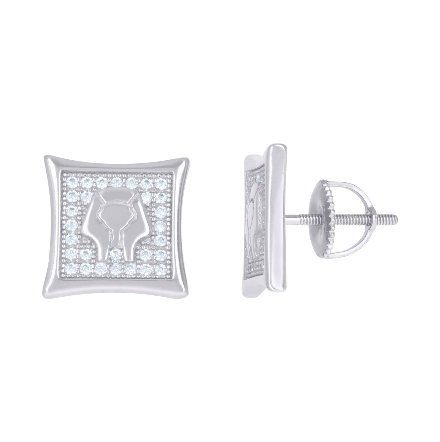 Sterling Silver Or Yellow-Tone Mens Cubic-Zirconia Egyptian Pharaoh Fashion Stud Earrings