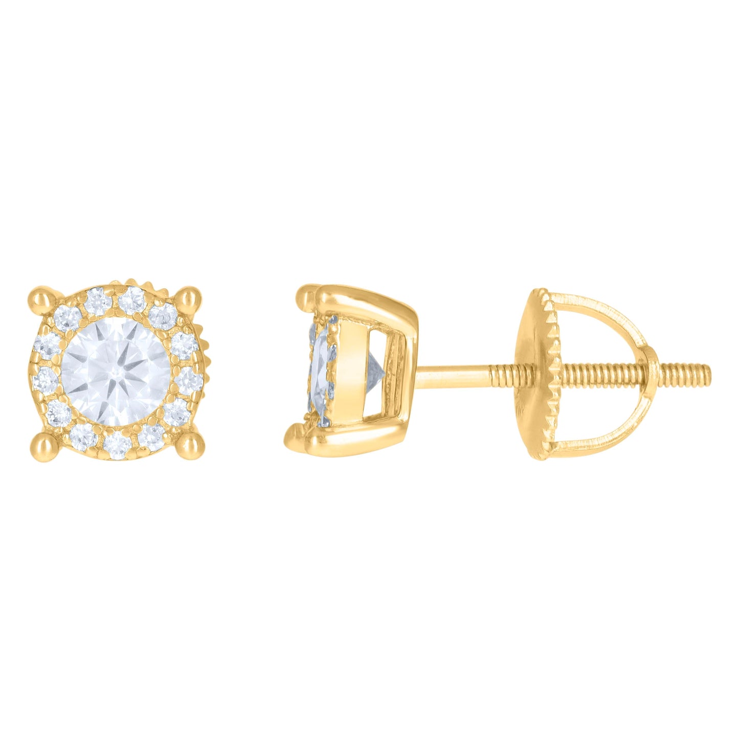 Sterling Silver Or Yellow-Tone Mens Cubic-Zirconia Fashion Stud Earrings