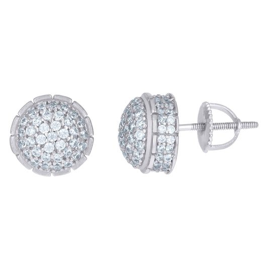 Sterling Silver Or Yellow-Tone Mens Cubic-Zirconia Round Cluster Stud Earrings