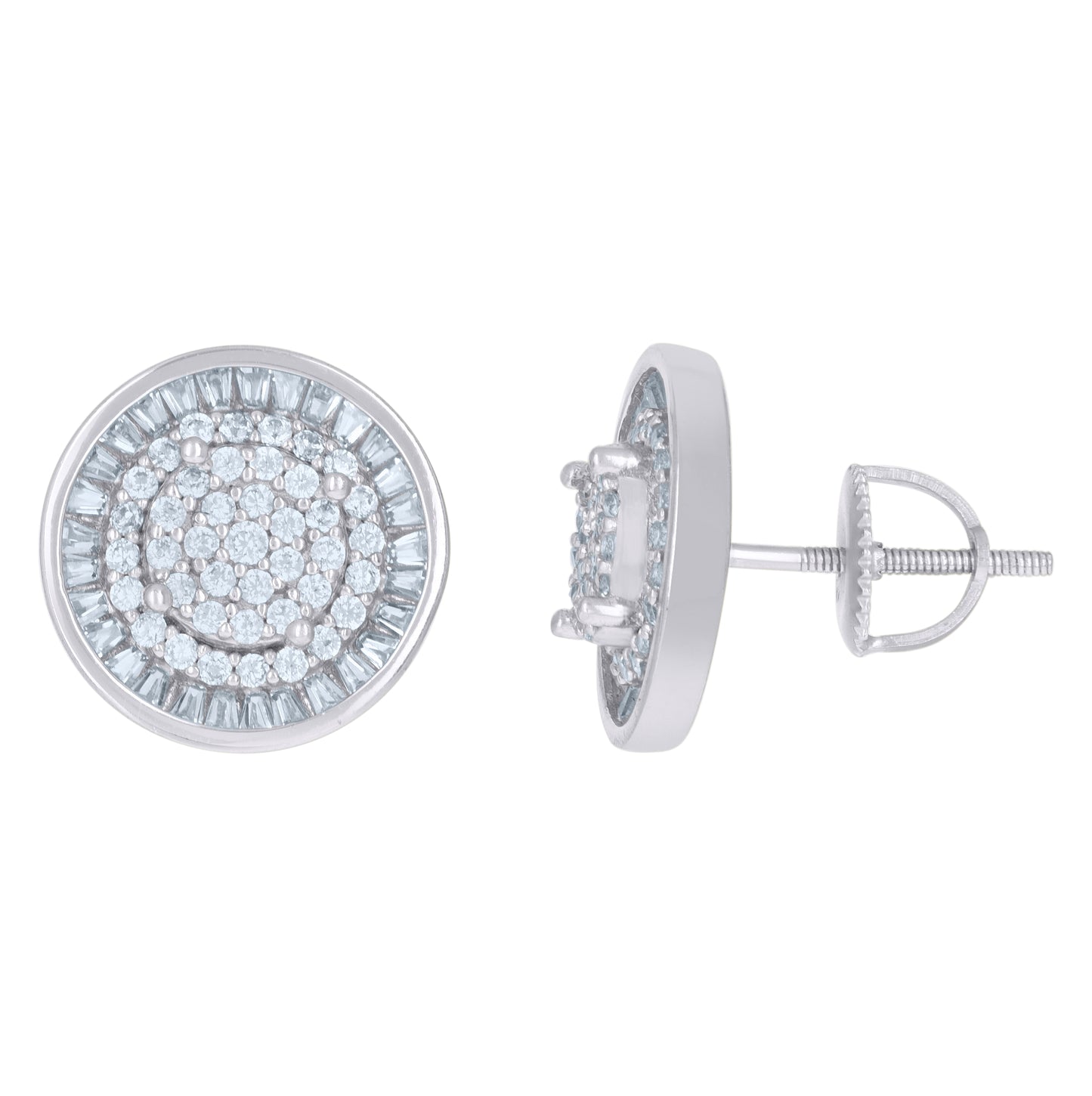 Sterling Silver Or Yellow-Tone Mens Cubic-Zirconia Round Fashion Stud Earrings