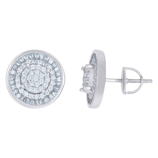 Sterling Silver Or Yellow-Tone Mens Cubic-Zirconia Round Fashion Stud Earrings