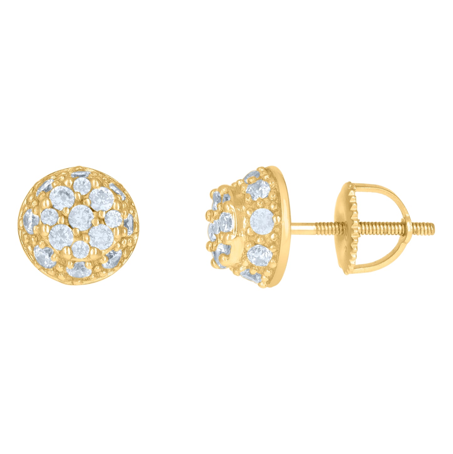 Sterling Silver Or Yellow-Tone Mens Cubic-Zirconia Fashion Stud Earrings