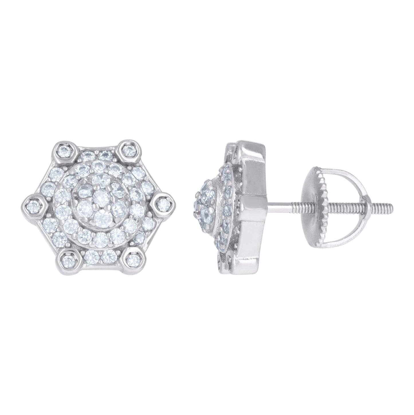 Sterling Silver Or Yellow-Tone Mens Cubic-Zirconia Fashion Stud Earrings