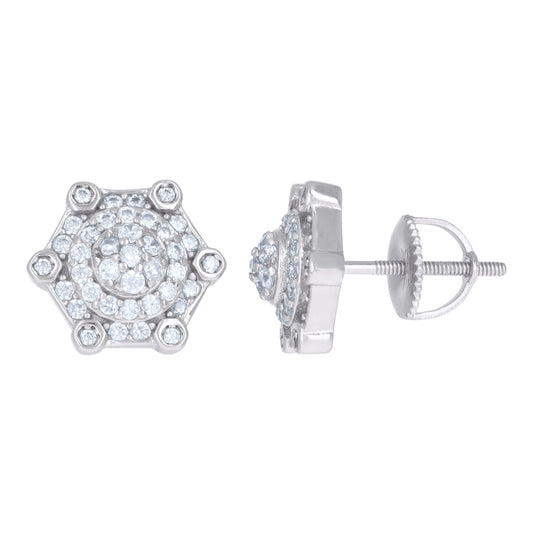 Sterling Silver Or Yellow-Tone Mens Cubic-Zirconia Fashion Stud Earrings