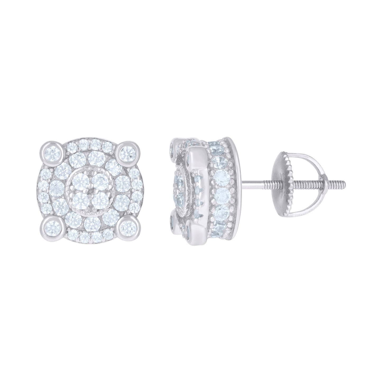 Sterling Silver Or Yellow-Tone Mens Cubic-Zirconia Fashion Stud Earrings