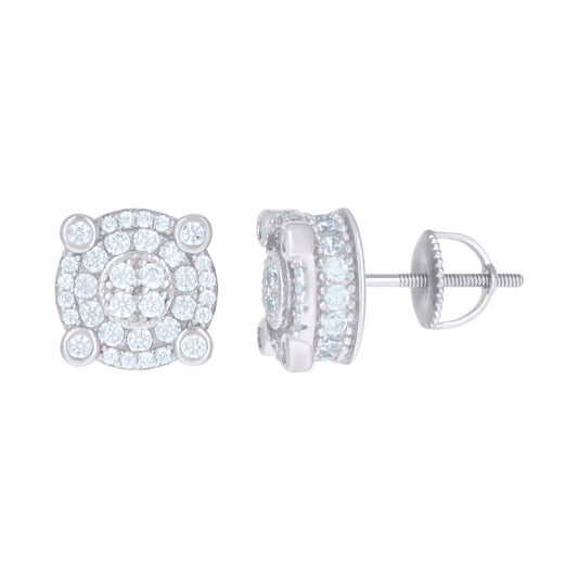 Sterling Silver Or Yellow-Tone Mens Cubic-Zirconia Fashion Stud Earrings