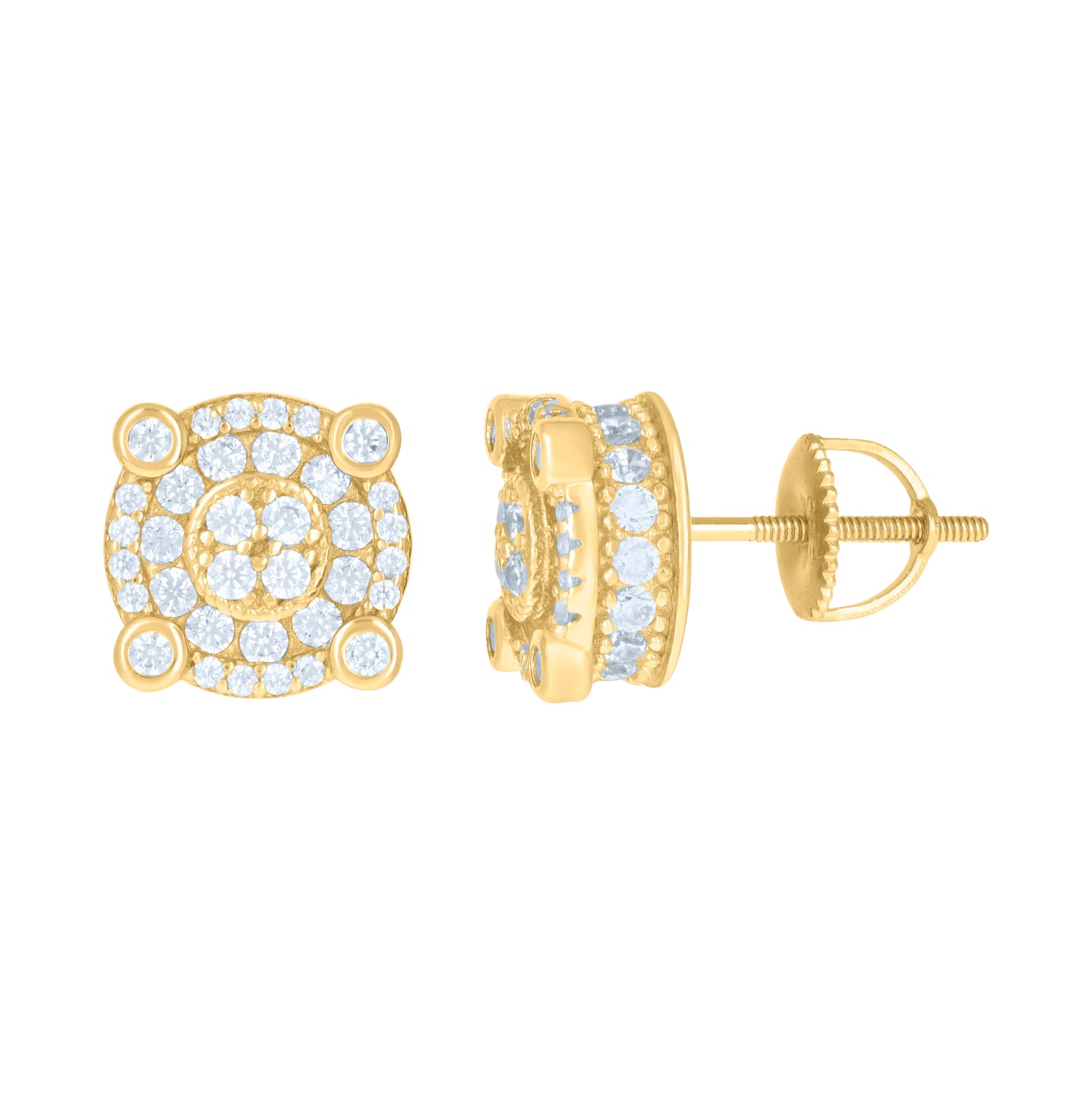 Sterling Silver Or Yellow-Tone Mens Cubic-Zirconia Fashion Stud Earrings