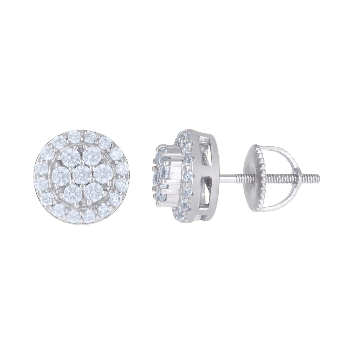 Sterling Silver Or Yellow-Tone Mens Cubic-Zirconia Flower Stud Earrings