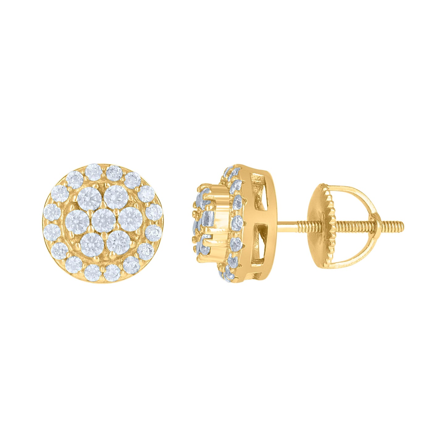 Sterling Silver Or Yellow-Tone Mens Cubic-Zirconia Flower Stud Earrings