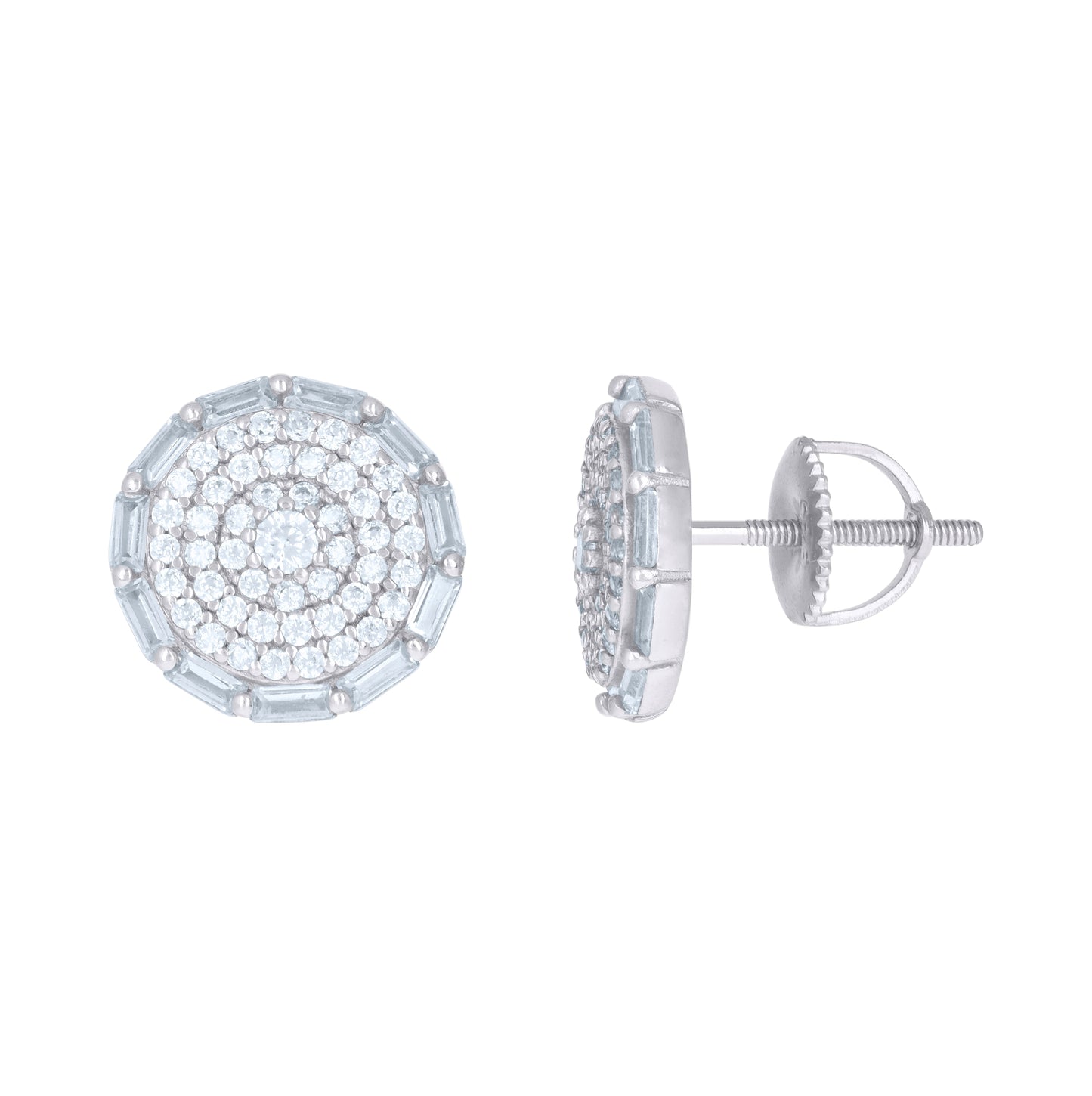 Sterling Silver Or Yellow-Tone Mens Cubic-Zirconia Round Fashion Stud Earrings