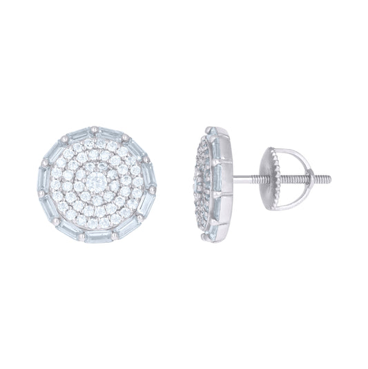 Sterling Silver Or Yellow-Tone Mens Cubic-Zirconia Round Fashion Stud Earrings