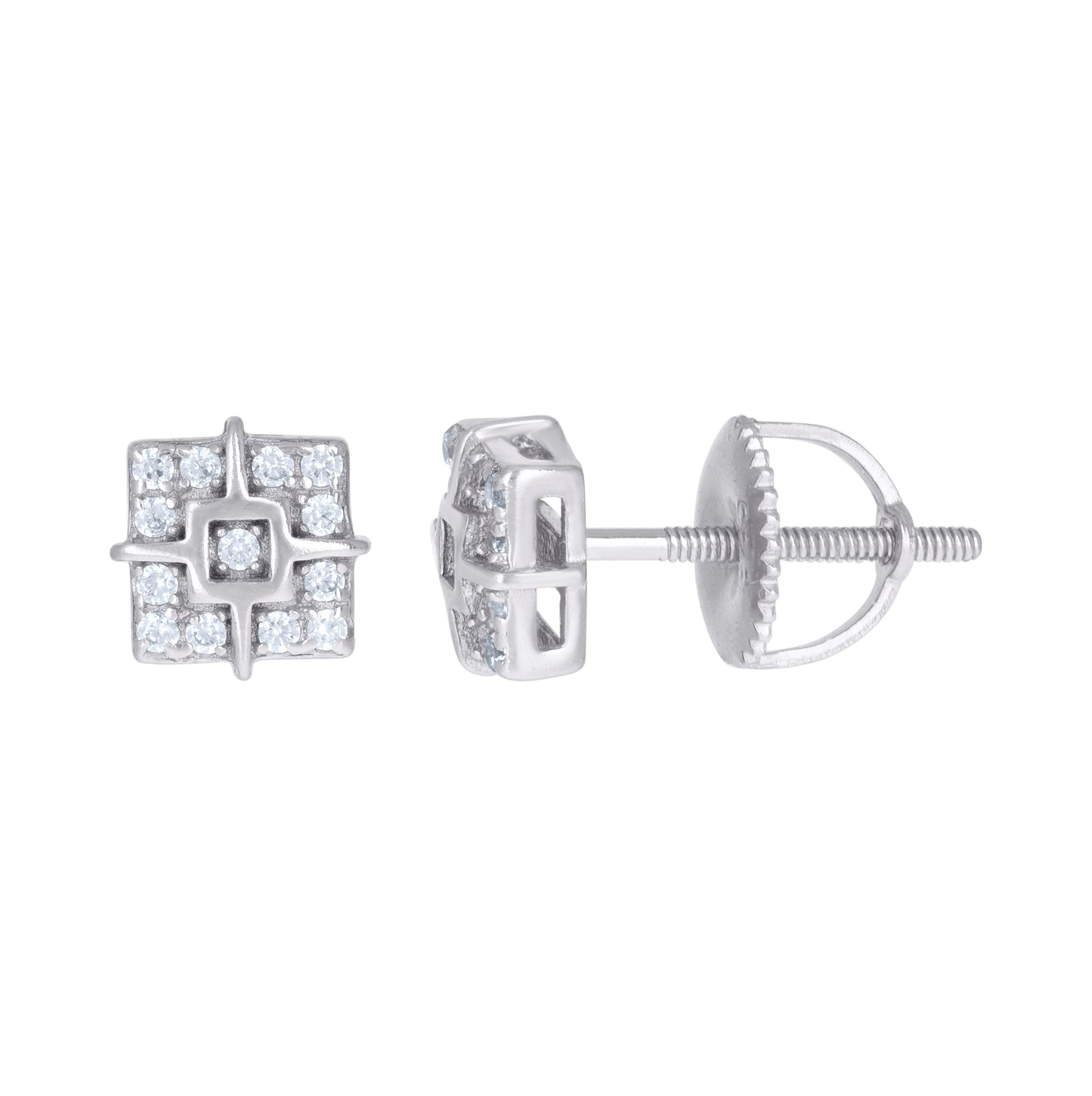 Sterling Silver Or Yellow-Tone Mens Cubic-Zirconia Square Fashion Stud Earrings
