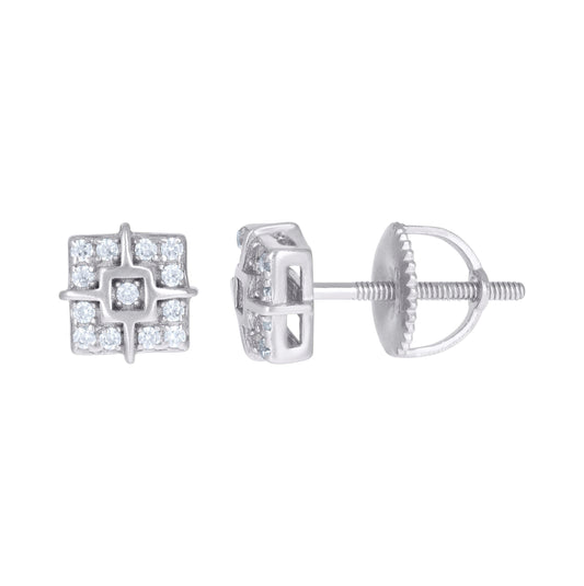 Sterling Silver Or Yellow-Tone Mens Cubic-Zirconia Square Fashion Stud Earrings
