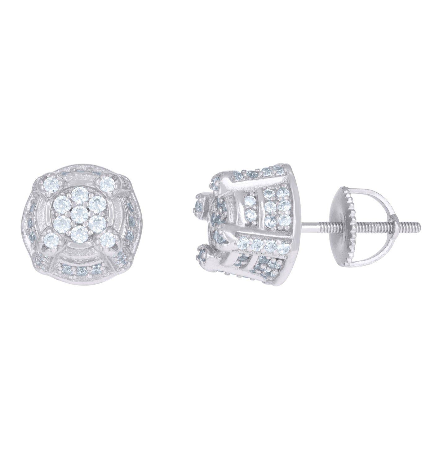 Sterling Silver Or Yellow-Tone Mens Cubic-Zirconia Fashion Stud Earrings