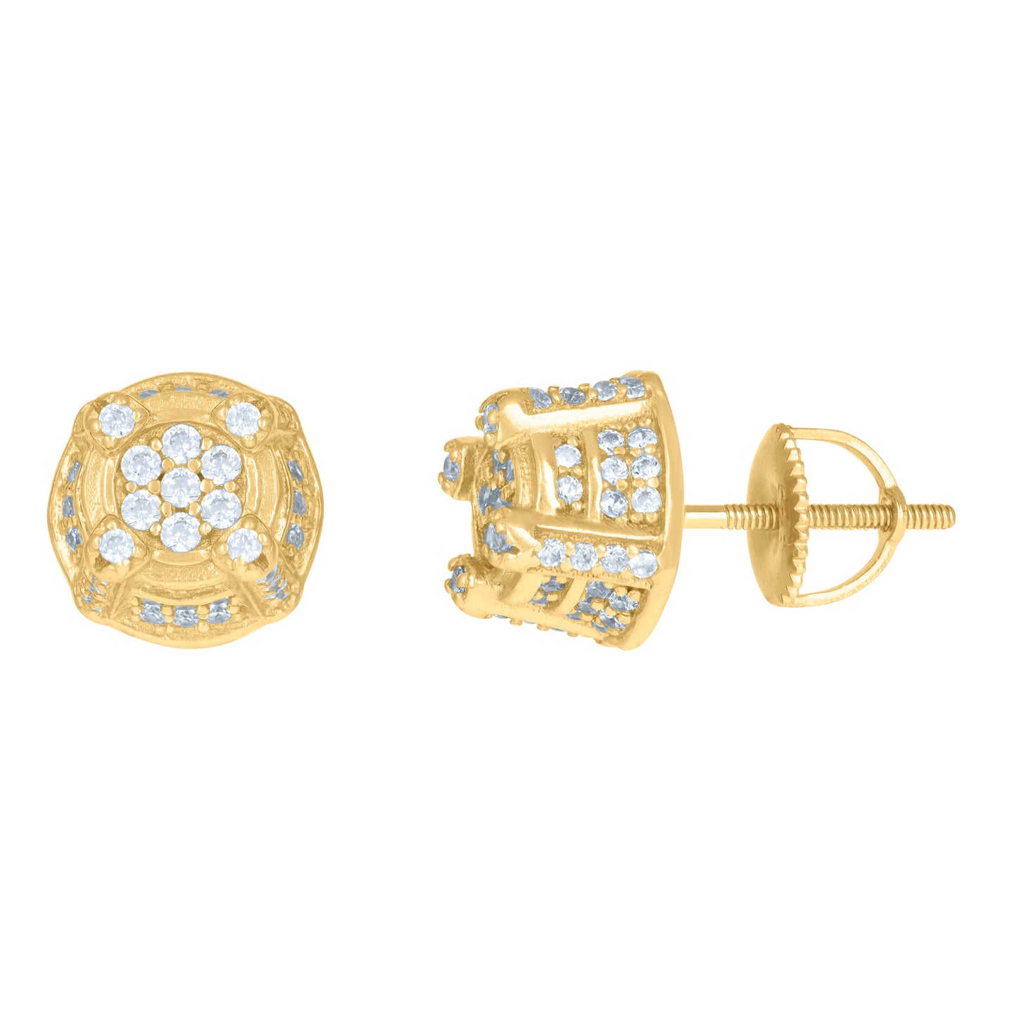 Sterling Silver Or Yellow-Tone Mens Cubic-Zirconia Fashion Stud Earrings