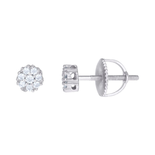 Sterling Silver Or Yellow-Tone Mens Cubic-Zirconia Flower Stud Earrings