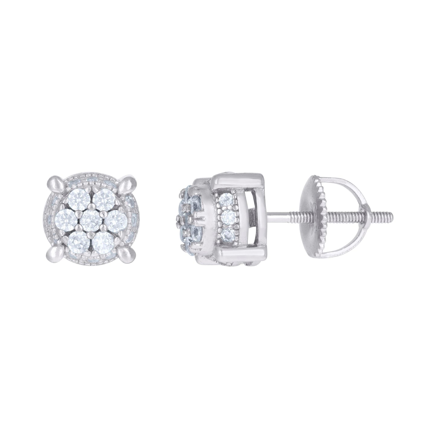 Sterling Silver Or Yellow-Tone Mens Cubic-Zirconia Fashion Stud Earrings